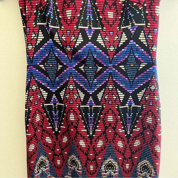 Maggy London medallion cap sleeve keyhole Colorful jewel tones sheath dress Sz 4 - Picture 9 of 14